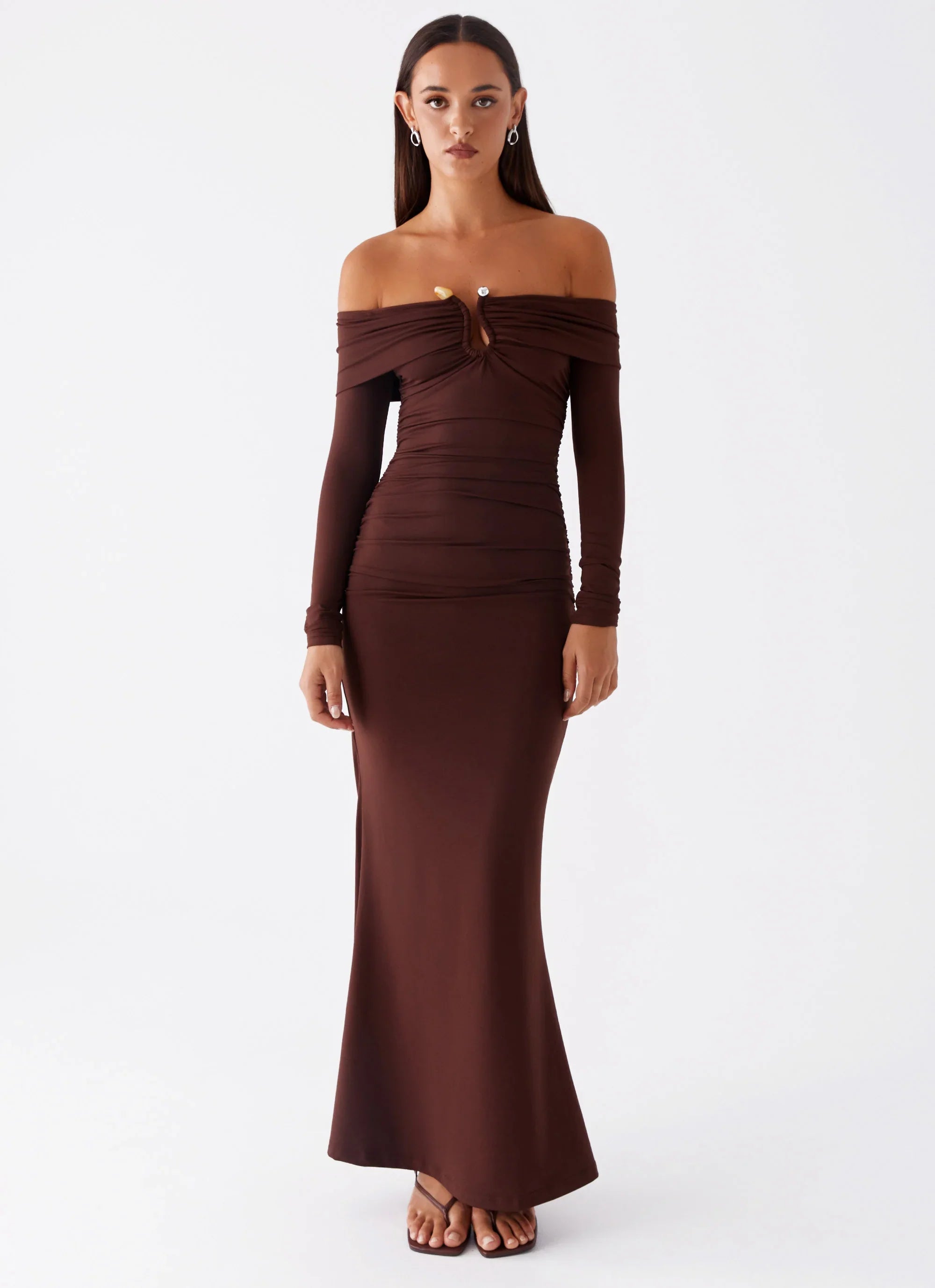 Rudy Long Sleeve Maxi Dress Chocolate