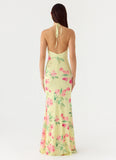 Takedown Halter Maxi Dress Lemon Soleil