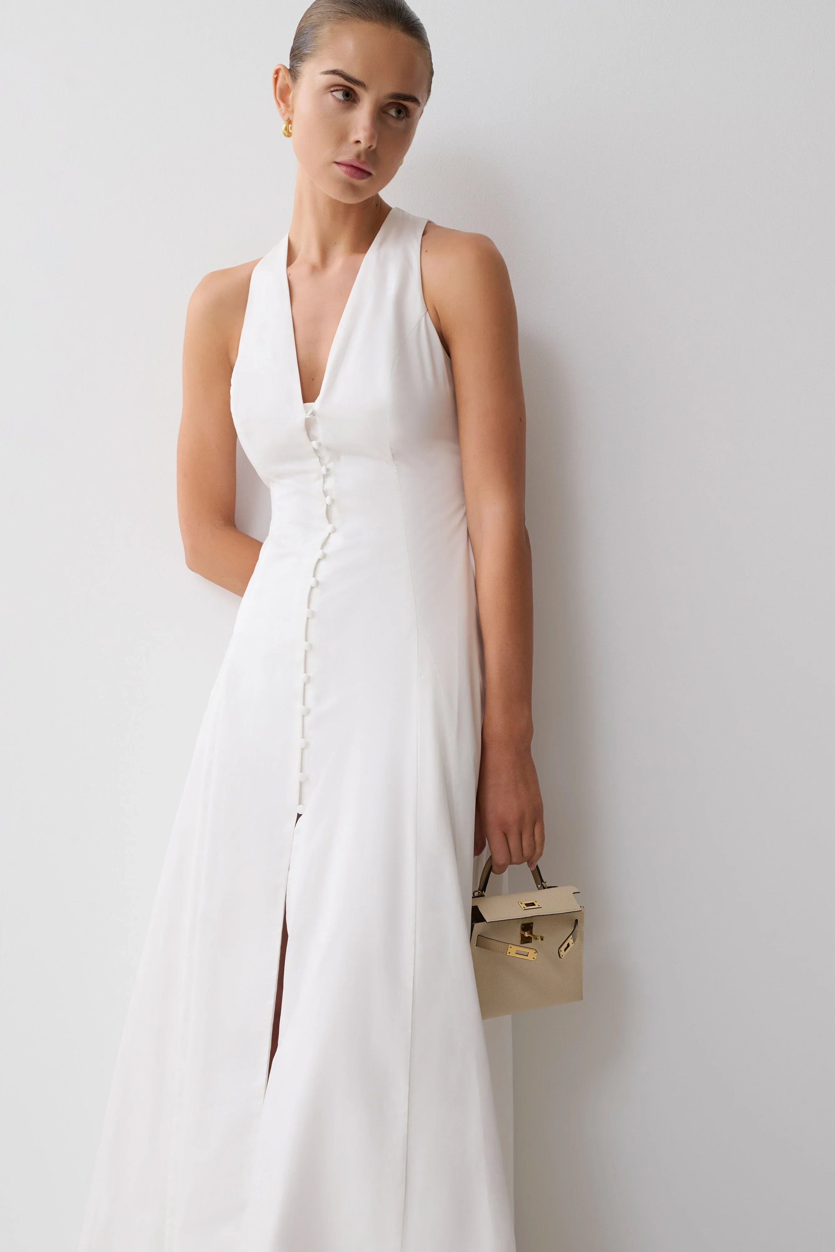 Sienna Button Down Maxi Dress White