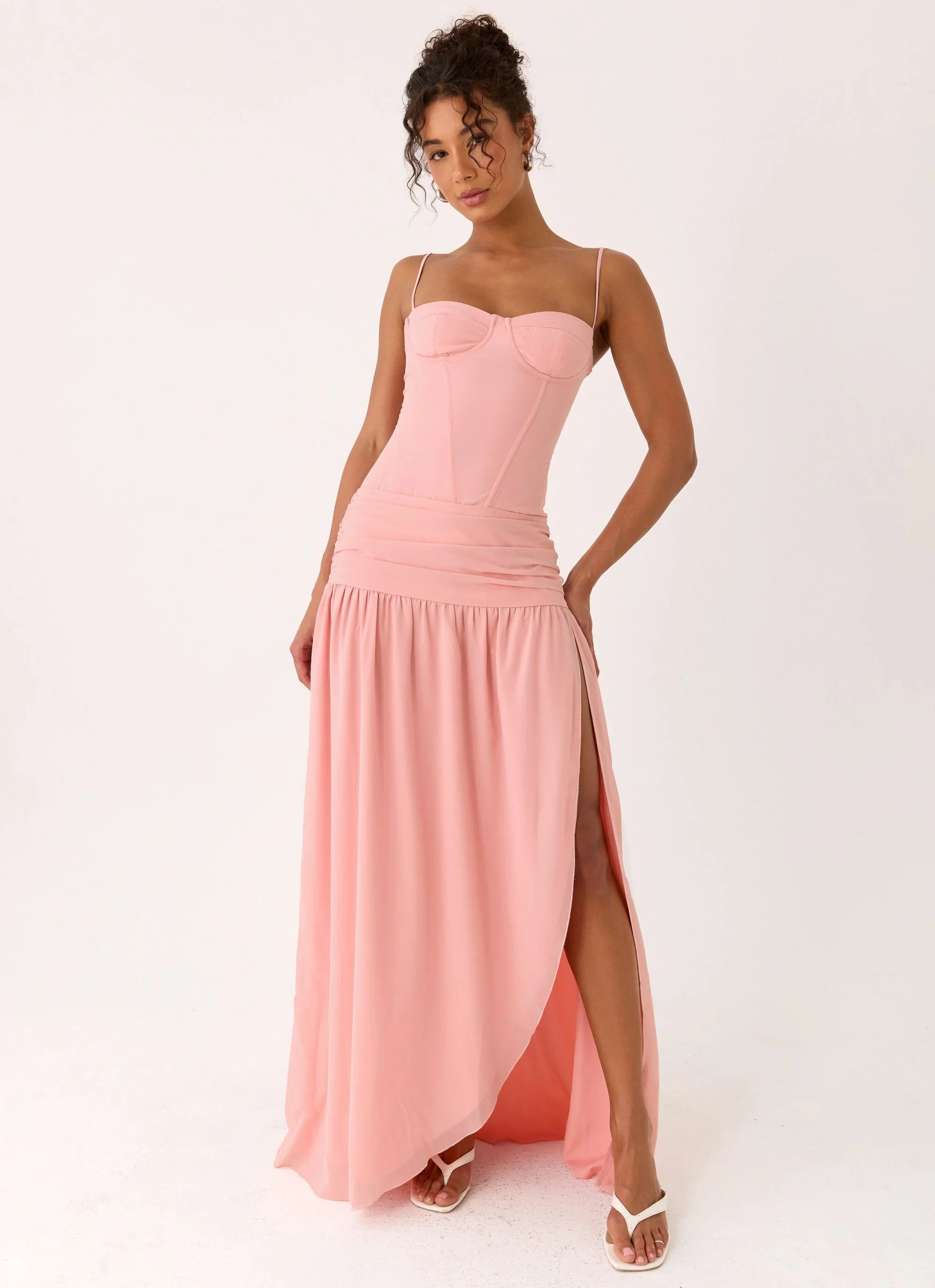 Clemence Bustier Maxi Dress Coral