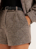 Brown Check Mini Shorts