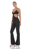 Shimmer Ribbed Cutout Jumpsuit in Black