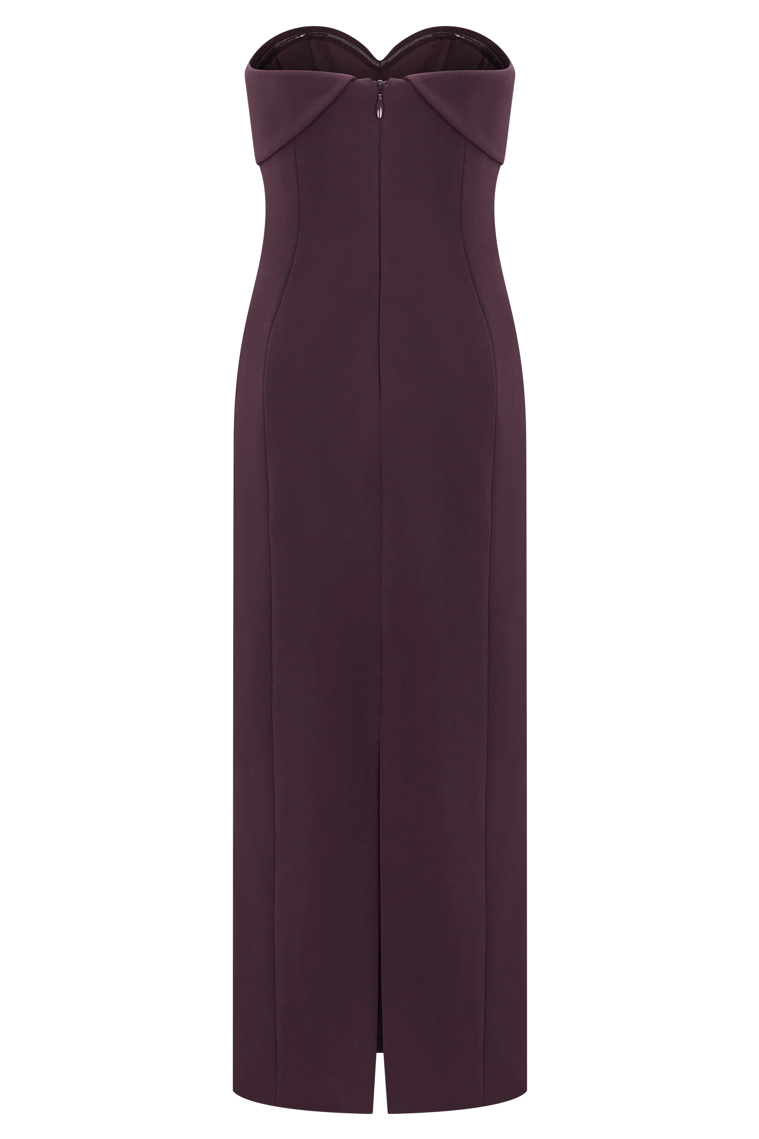 Cary Folded Strapless Crepe Midi Dress Wine