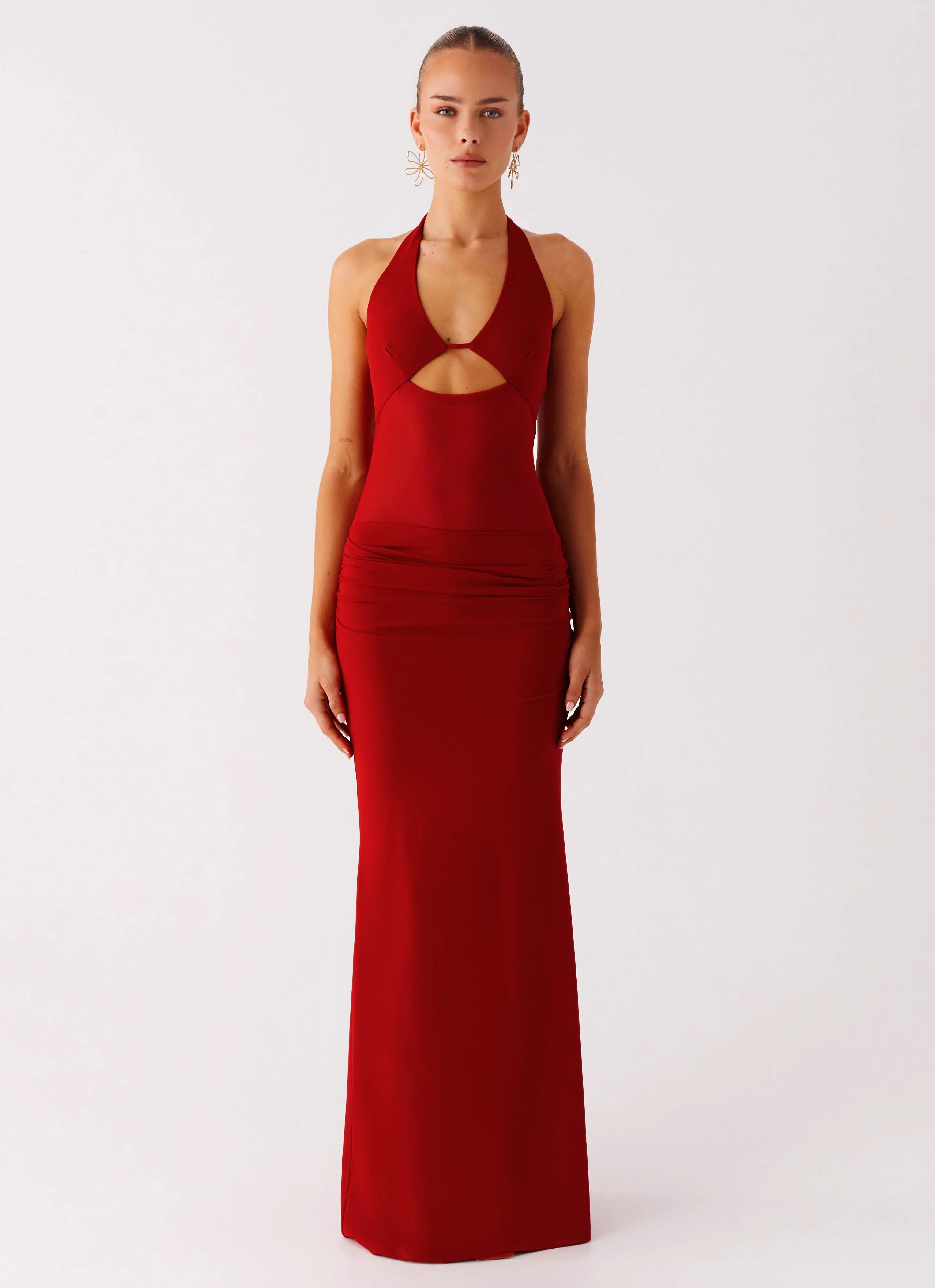 Billen Halter Maxi Dress Red