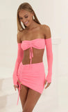 Mesh Two Piece Skirt Set in Pink