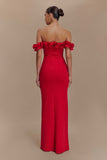 Nova Ruffle Off Shoulder Maxi Dress Ruby