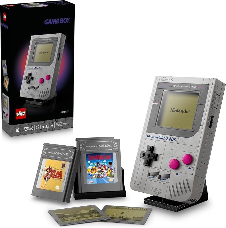 LEGO Super Mario Game Boy Retro Building Sets for Adults Ages 18 Gifts for Birthdays Collectible Model with Game Paks and Display Stand 72046