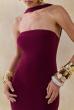Amariah Burgundy Bandeau Midi Dress With Scarf Detail