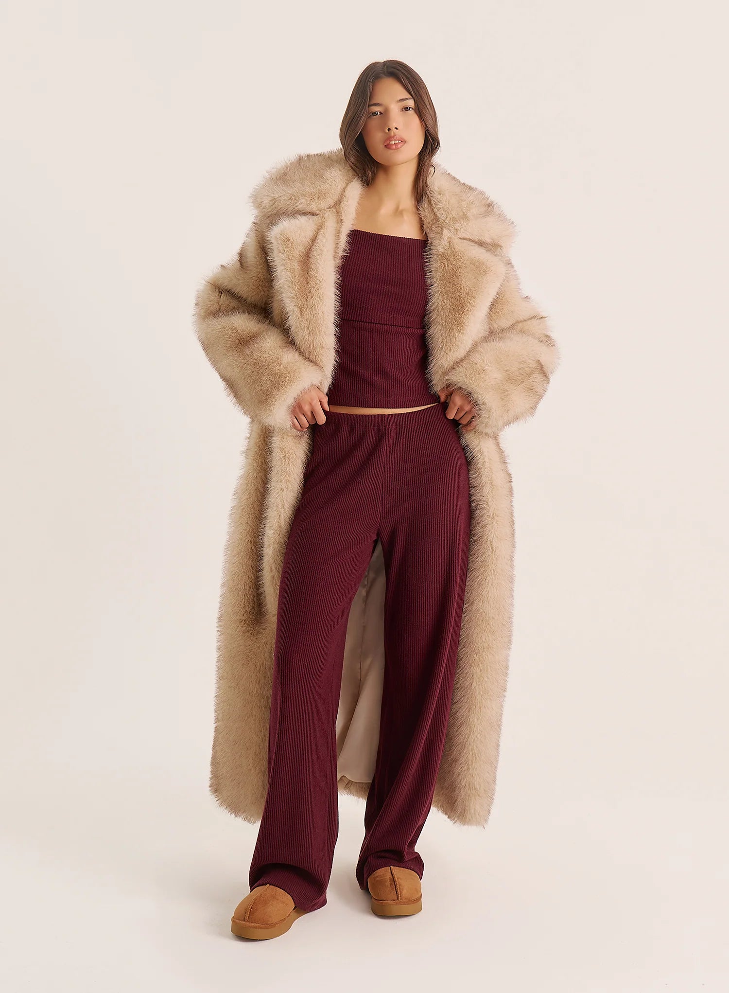 Dark Red Bardot Foldover Top