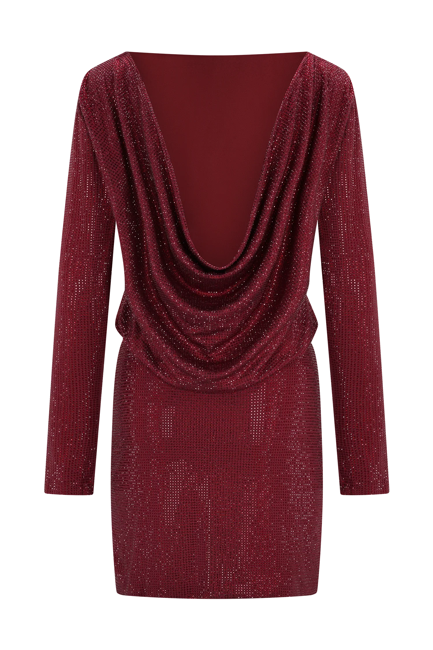 Darius Diamante Cowl Mini Dress Wine