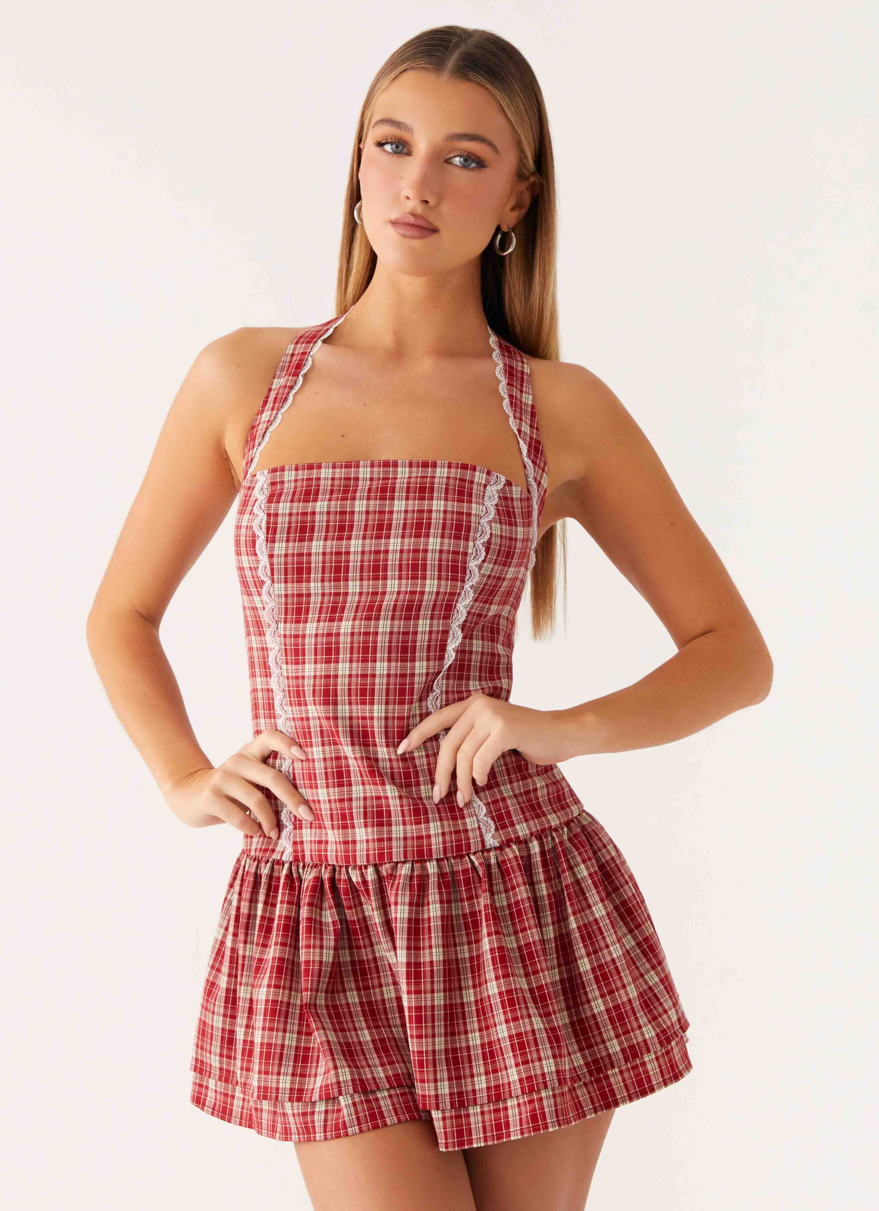 Lotus Dream Mini Dress Ruby Check