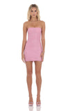 Rhinestone Strapless Bodycon Dress in Pink