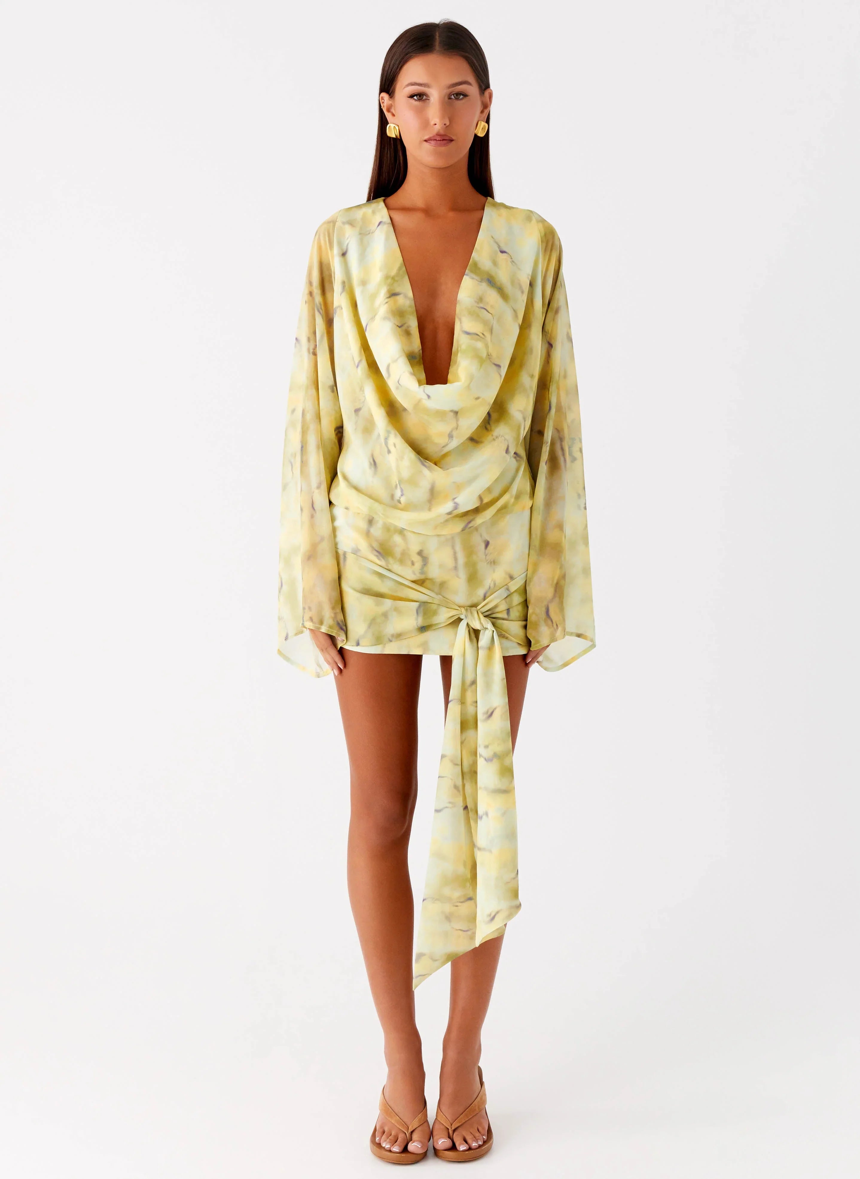 Sorrel Long Sleeve Mini Dress Yellow Tie Dye
