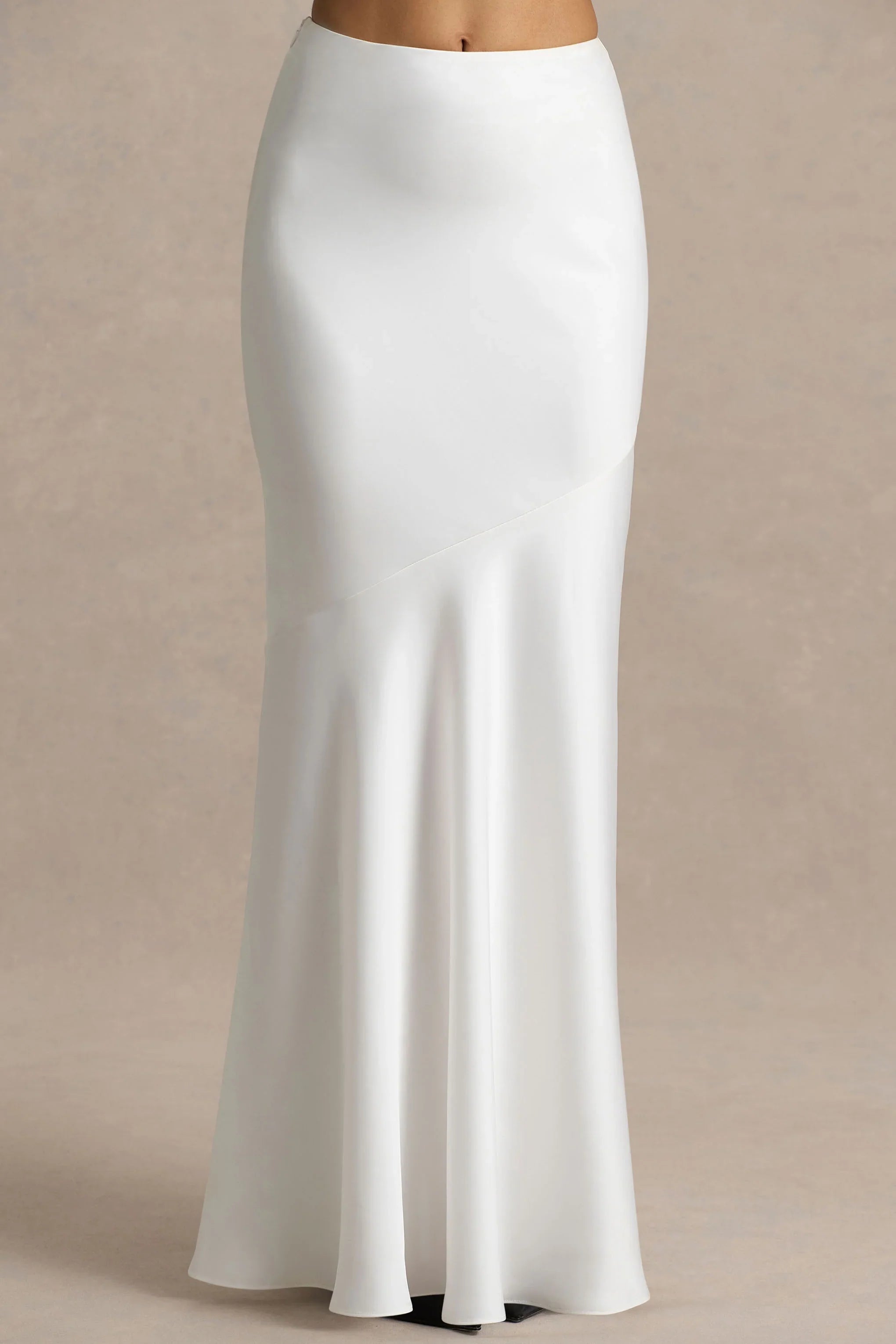 Lilah Cream Satin Maxi Skirt