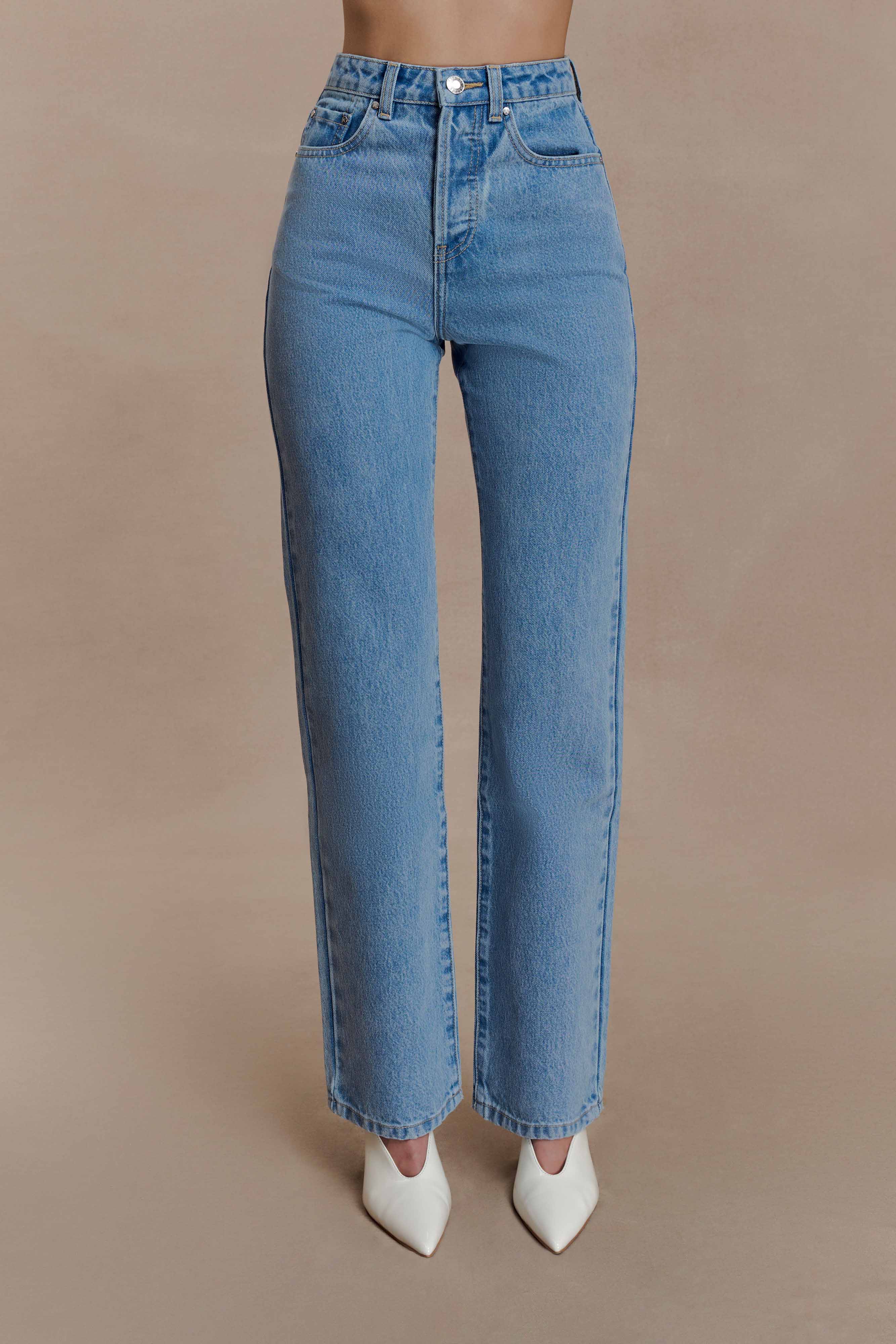 Janine High Waisted Straight Leg Jeans Classic Blue