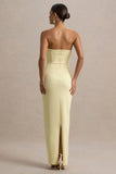 Hallie Lemon Bandeau Maxi Dress With Bow Detail