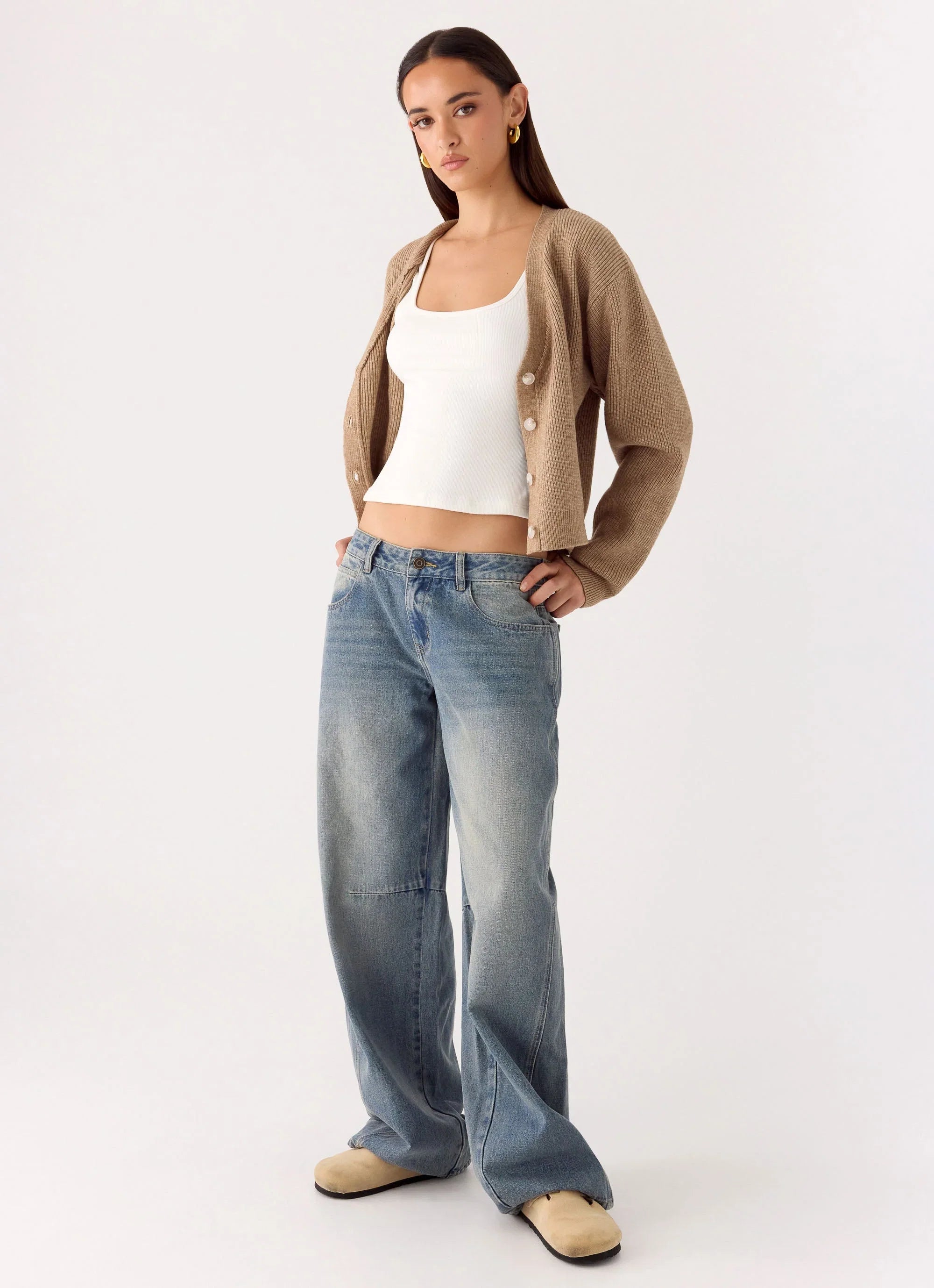 Waylon Low Rise Denim Jeans Mid Wash Blue