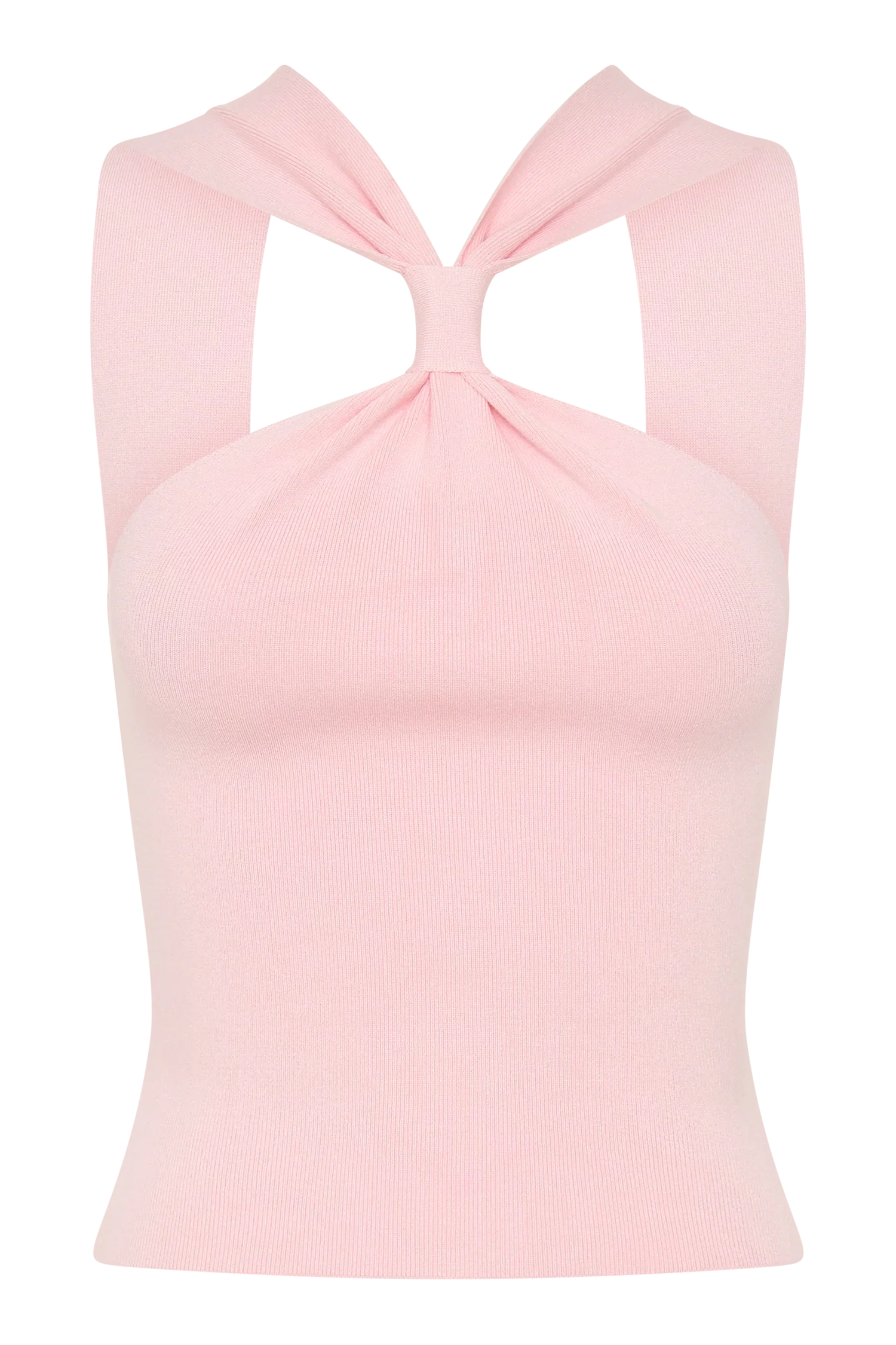 Angelika Twist Front Knit Top Baby Pink