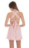 Floral Strappy Back Bows Dress in Pink