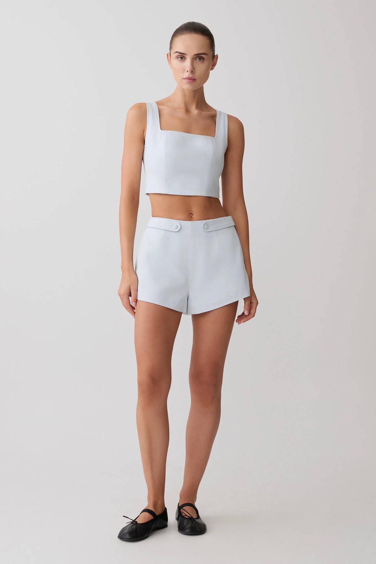 Josephine Cotton Shorts With Waistbands Ice Blue