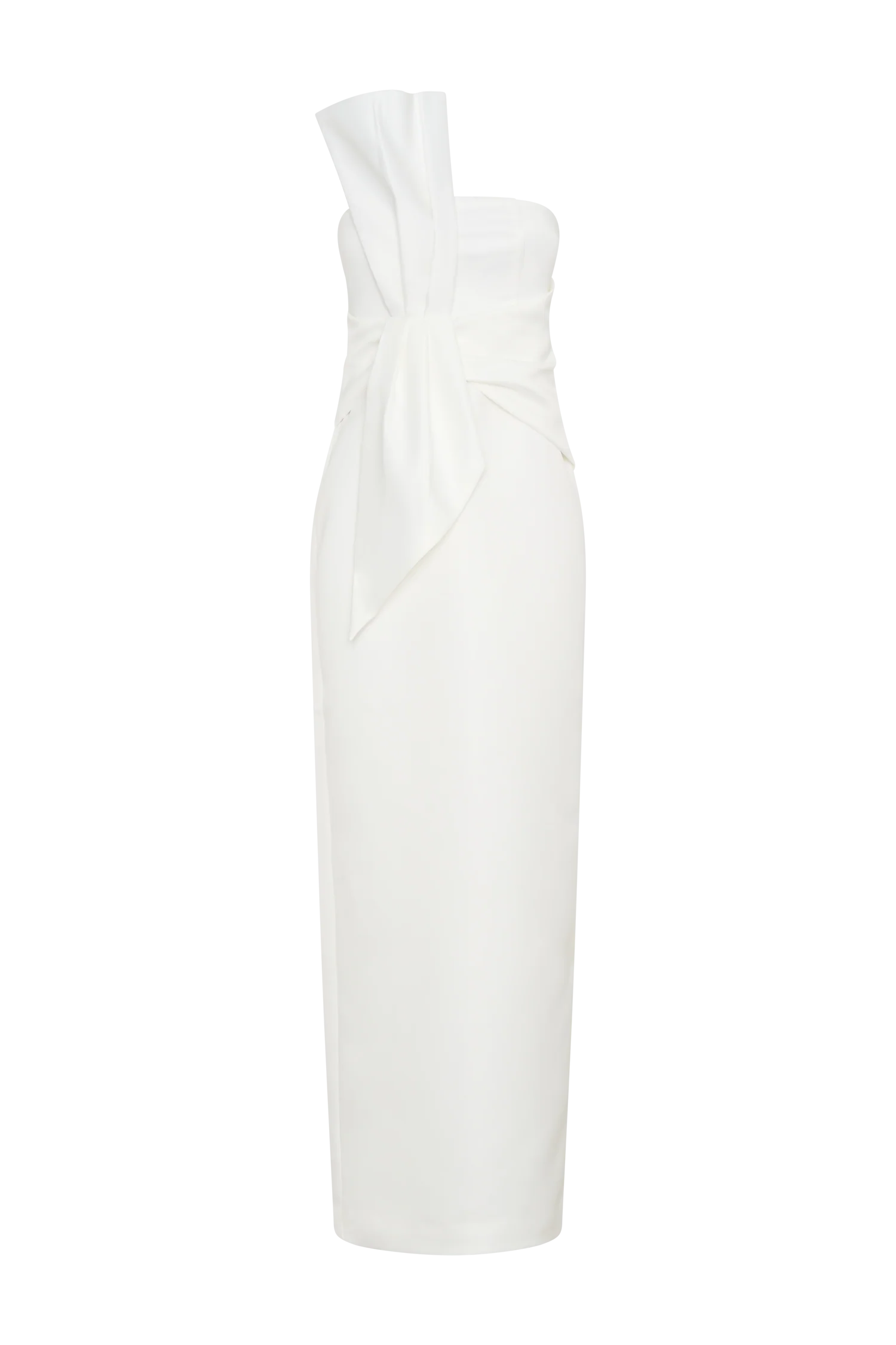 Cyrill Strapless Satin Structured Maxi Dress White