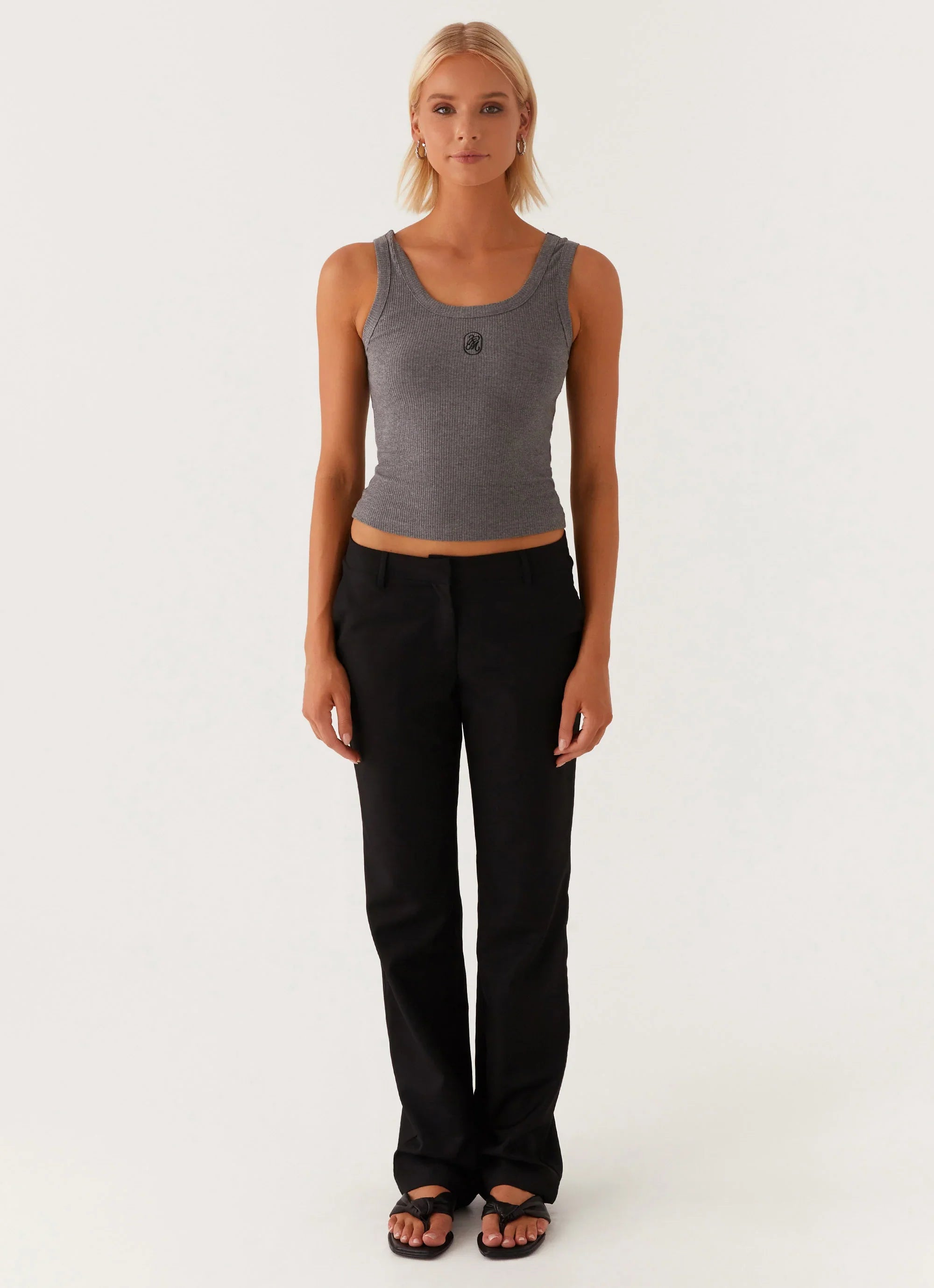 Signature Tank Top Dark Grey Marle