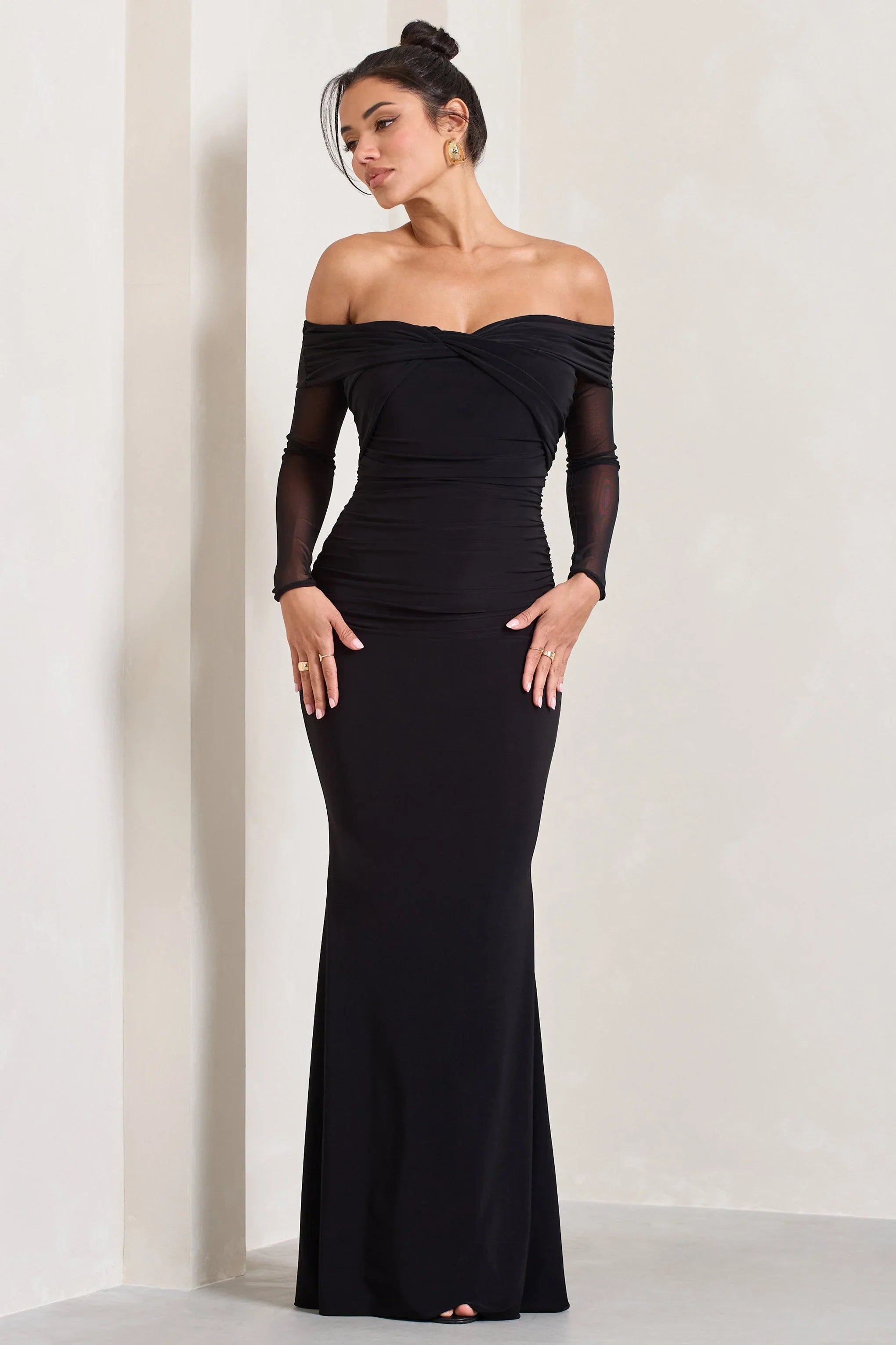 Alex Black Bardot Twist Maxi Dress