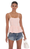 Gingham Peplum Top in Pink