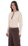 Cinched Knit Cardigan in Cream
