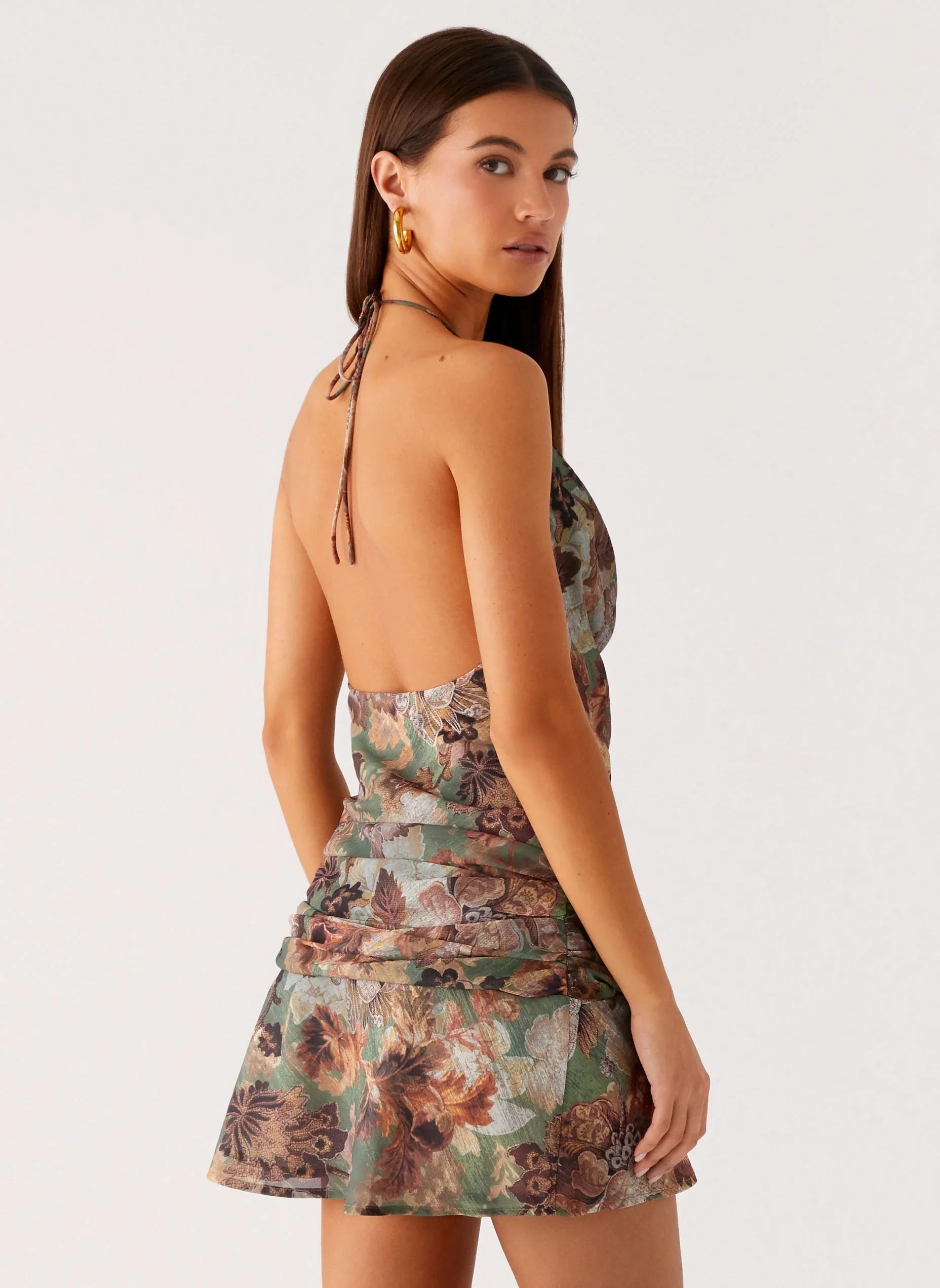 Wineweather Cowl Mini Dress Vintage Blossom