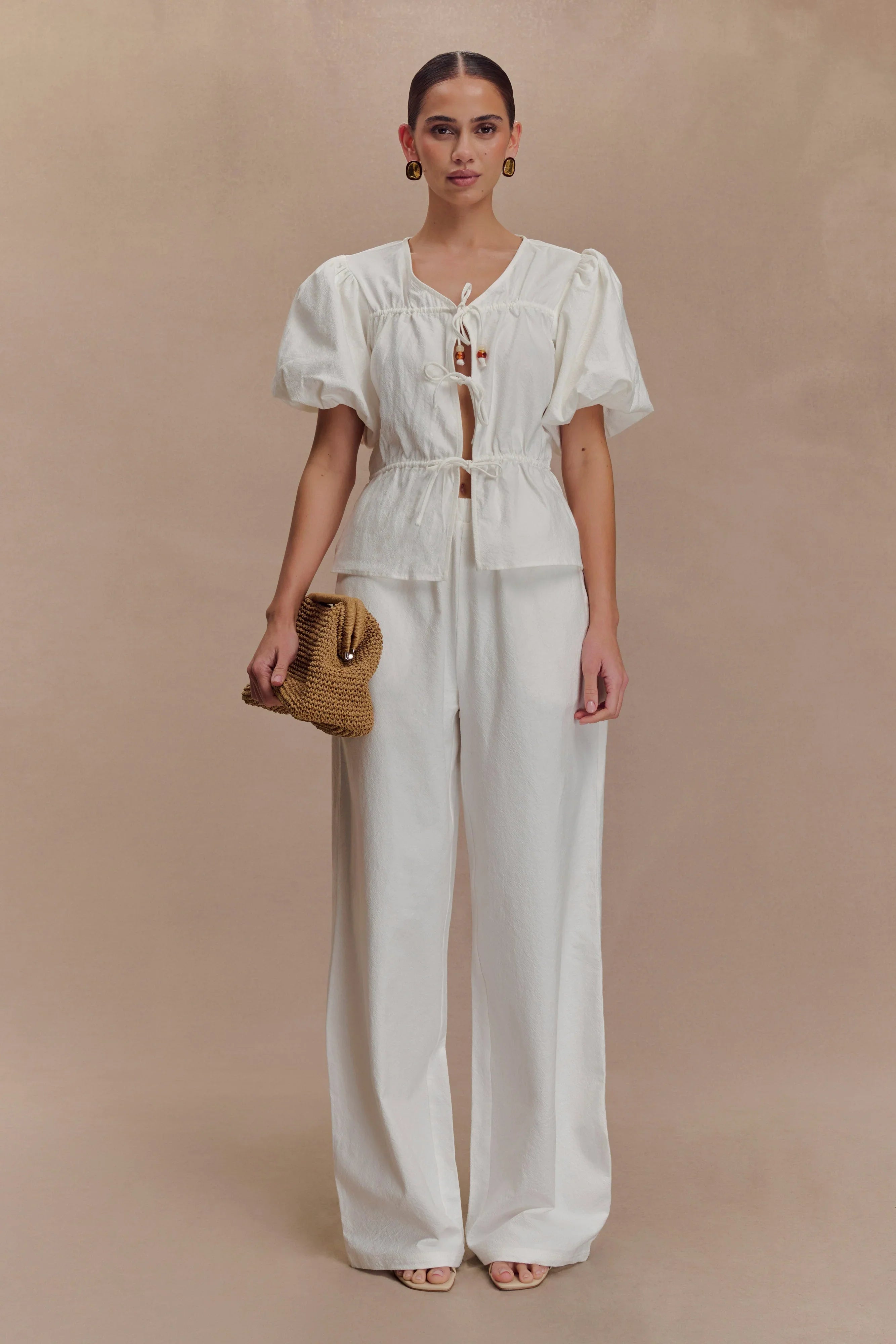 Emilie Puff Sleeve Cotton Top White