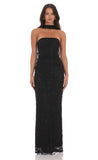 Sequin Scarf Lace Maxi Dress in Black