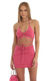 Two Piece Skirt Set in Dark Pink