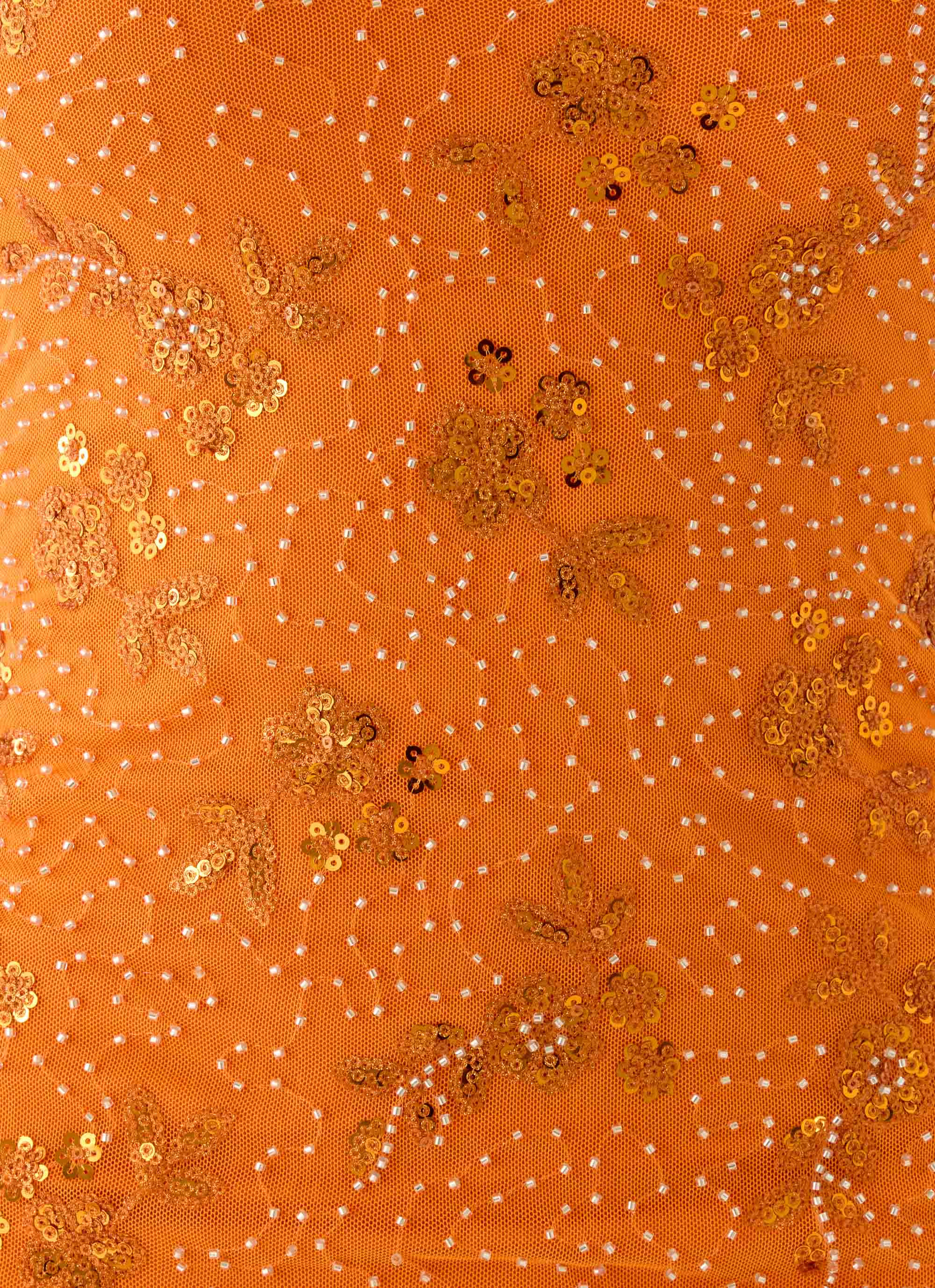 Push Back Beaded Sequin Mini Dress Orange