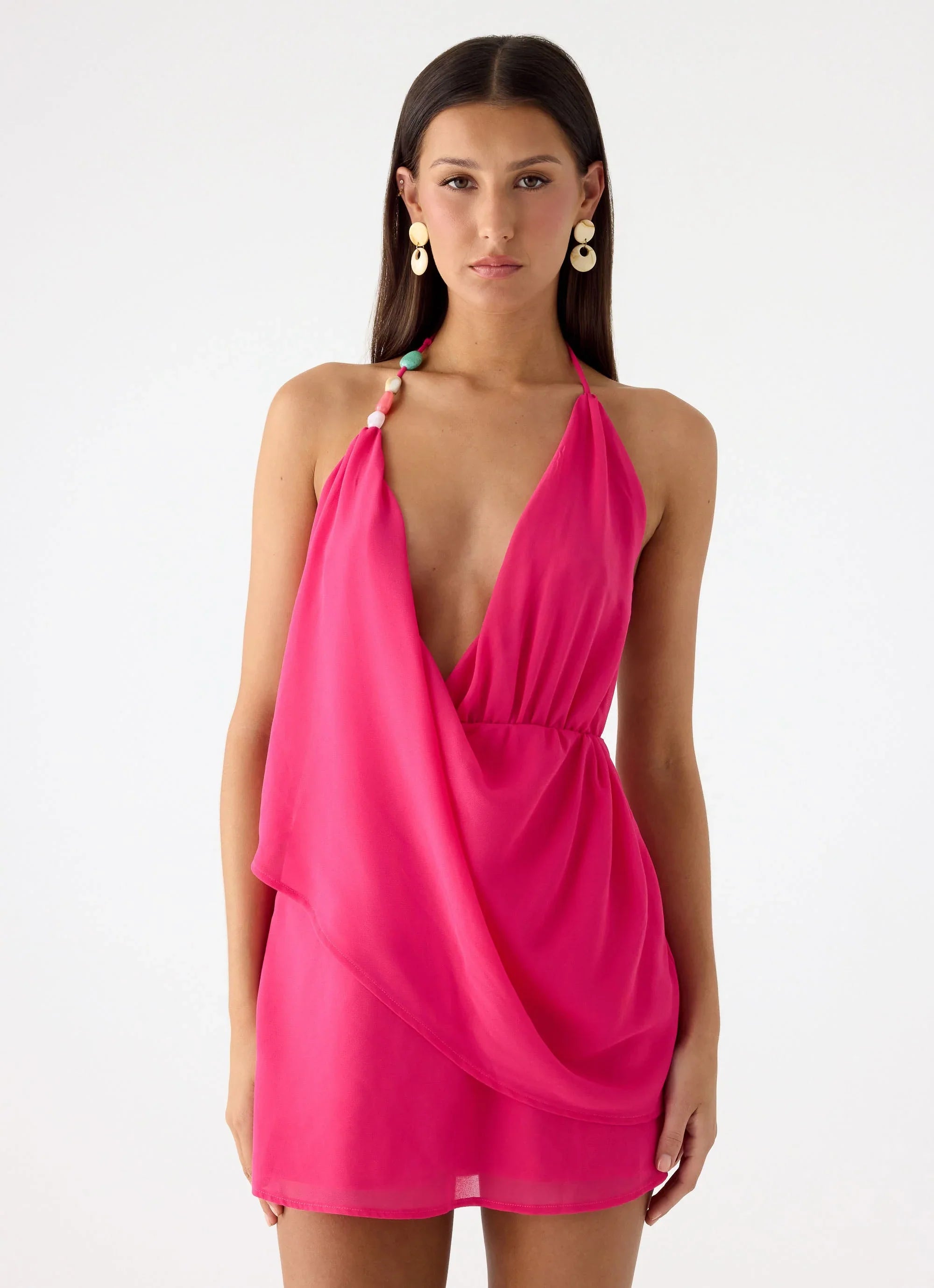 Nona Chiffon Mini Dress Fuchsia