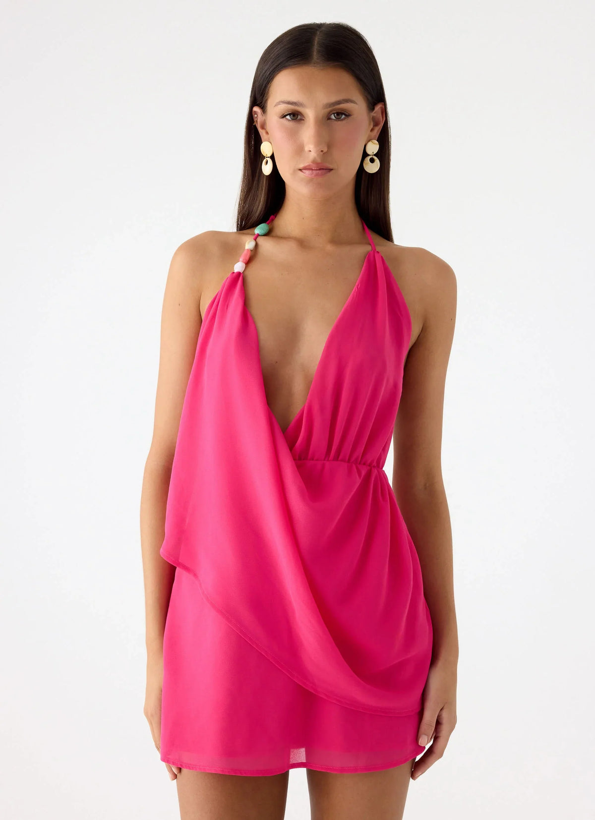 Nona Chiffon Mini Dress Fuchsia