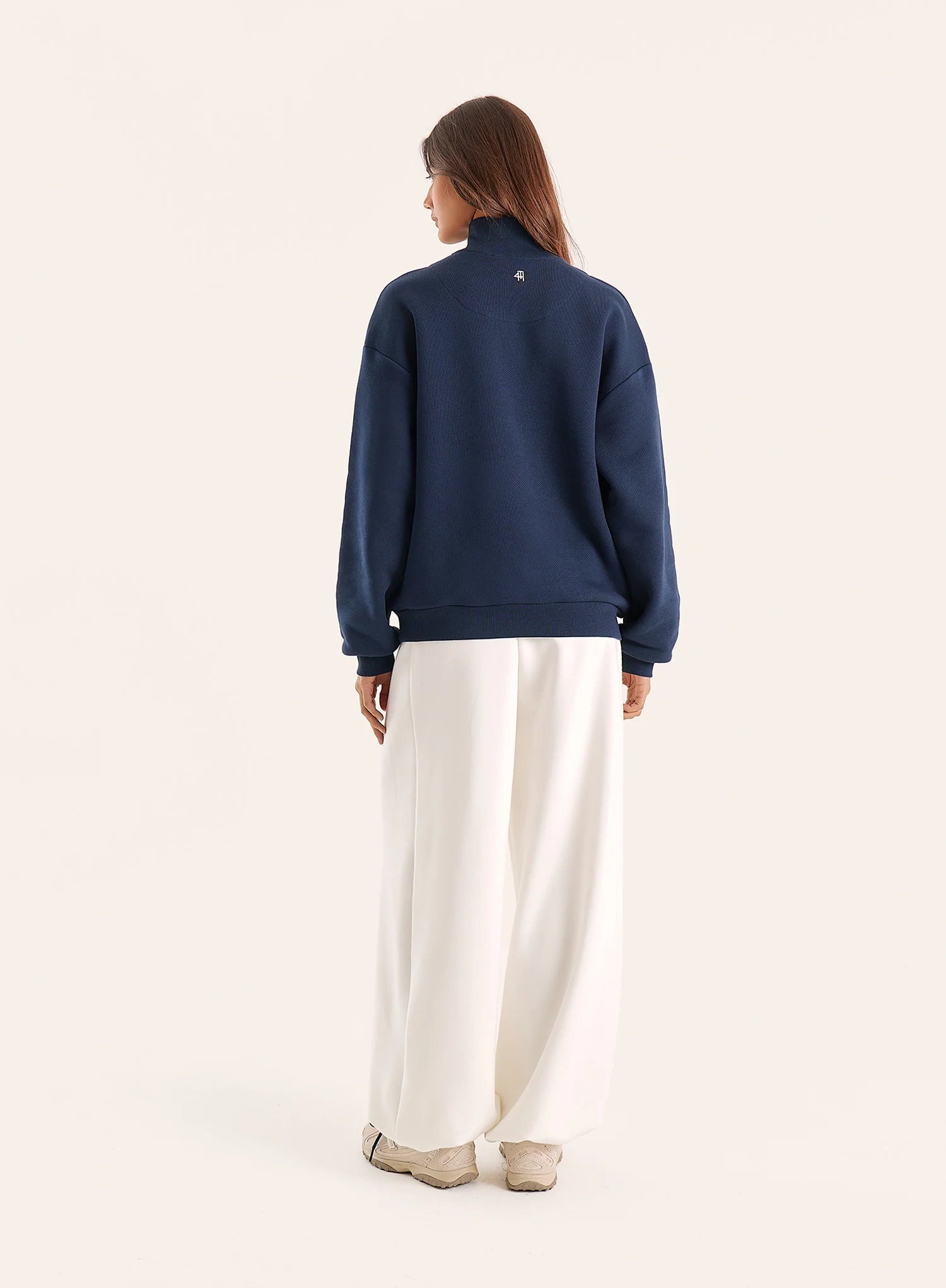 Navy Branded Quarter Zip Sweatshirt