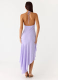 Sunmi Asymmetric Cowl Midi Dress Lavender