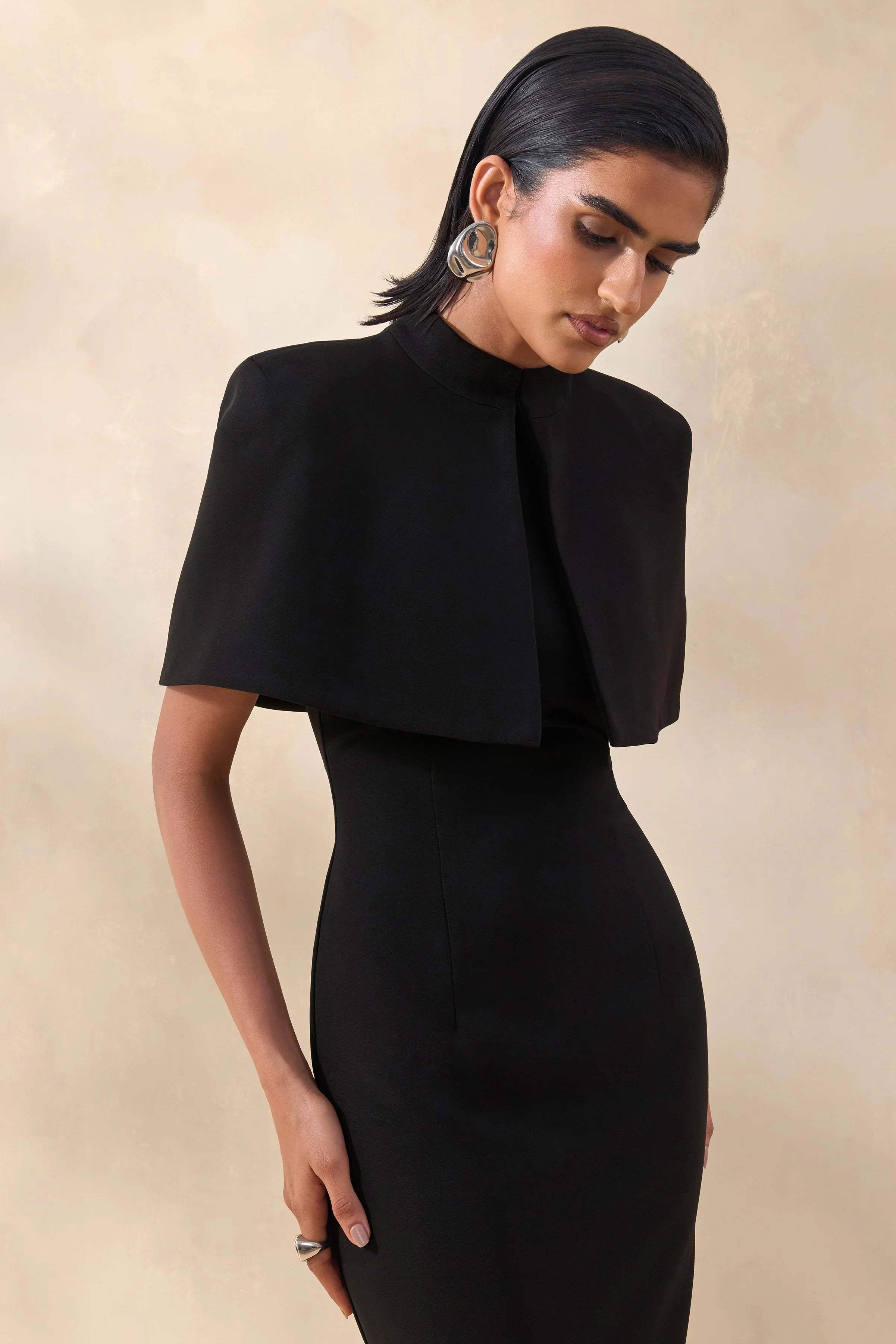 Deva Black High Neck Cape