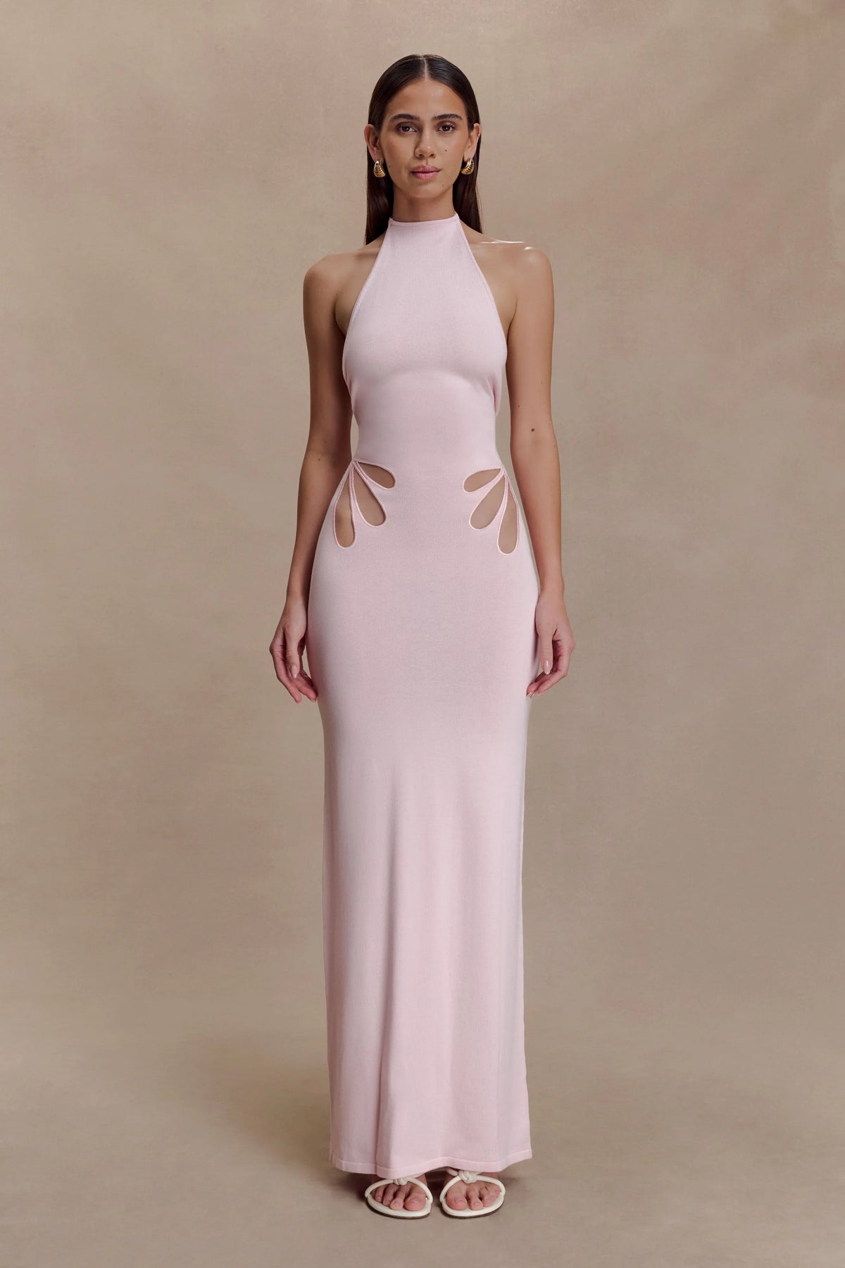 Brock Knit Halter Maxi Dress Baby Pink