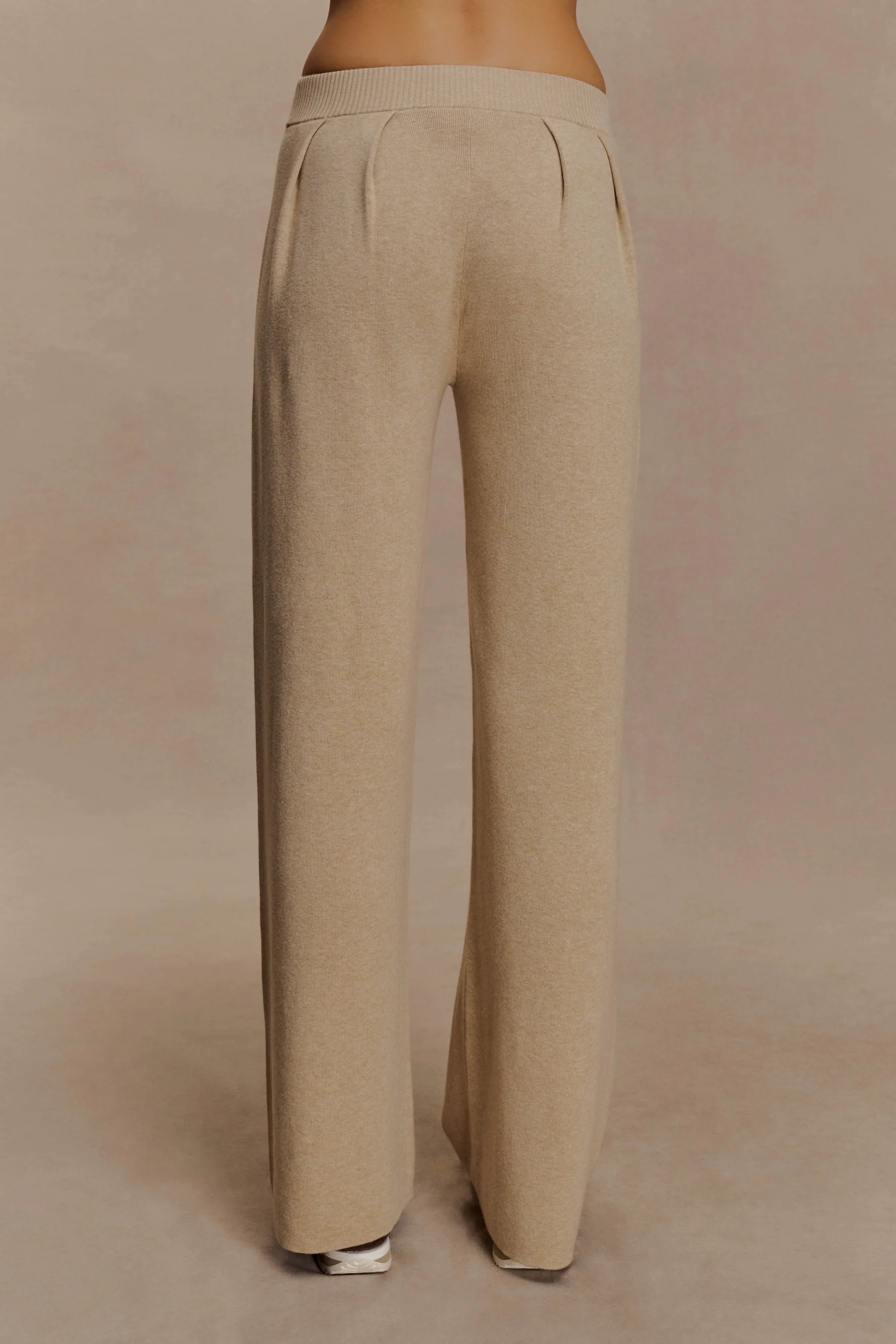 Frannie Gathered Silk Blend Knit Pants Sand