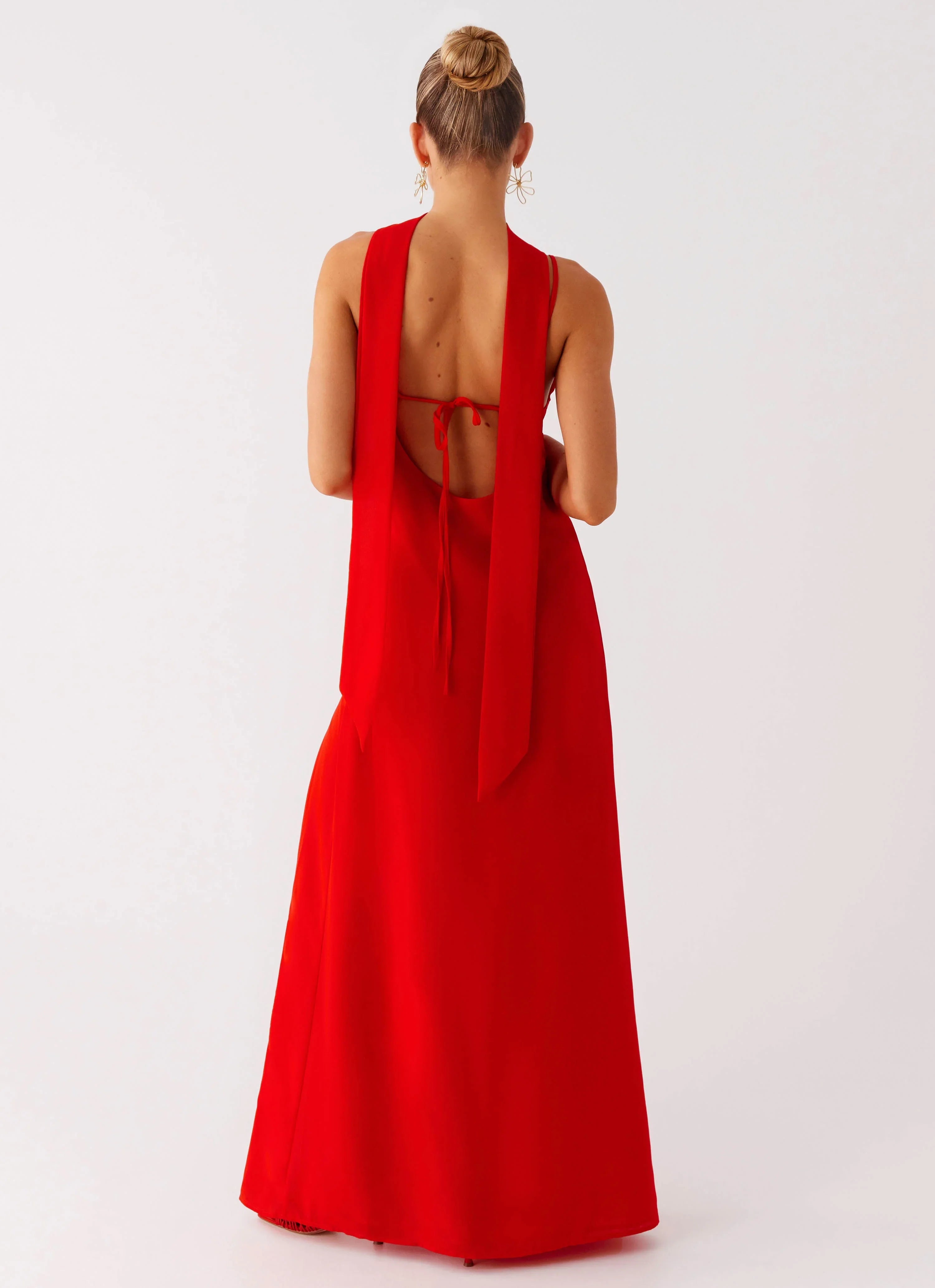 Yorke Scarf Maxi Dress Raspberry Red