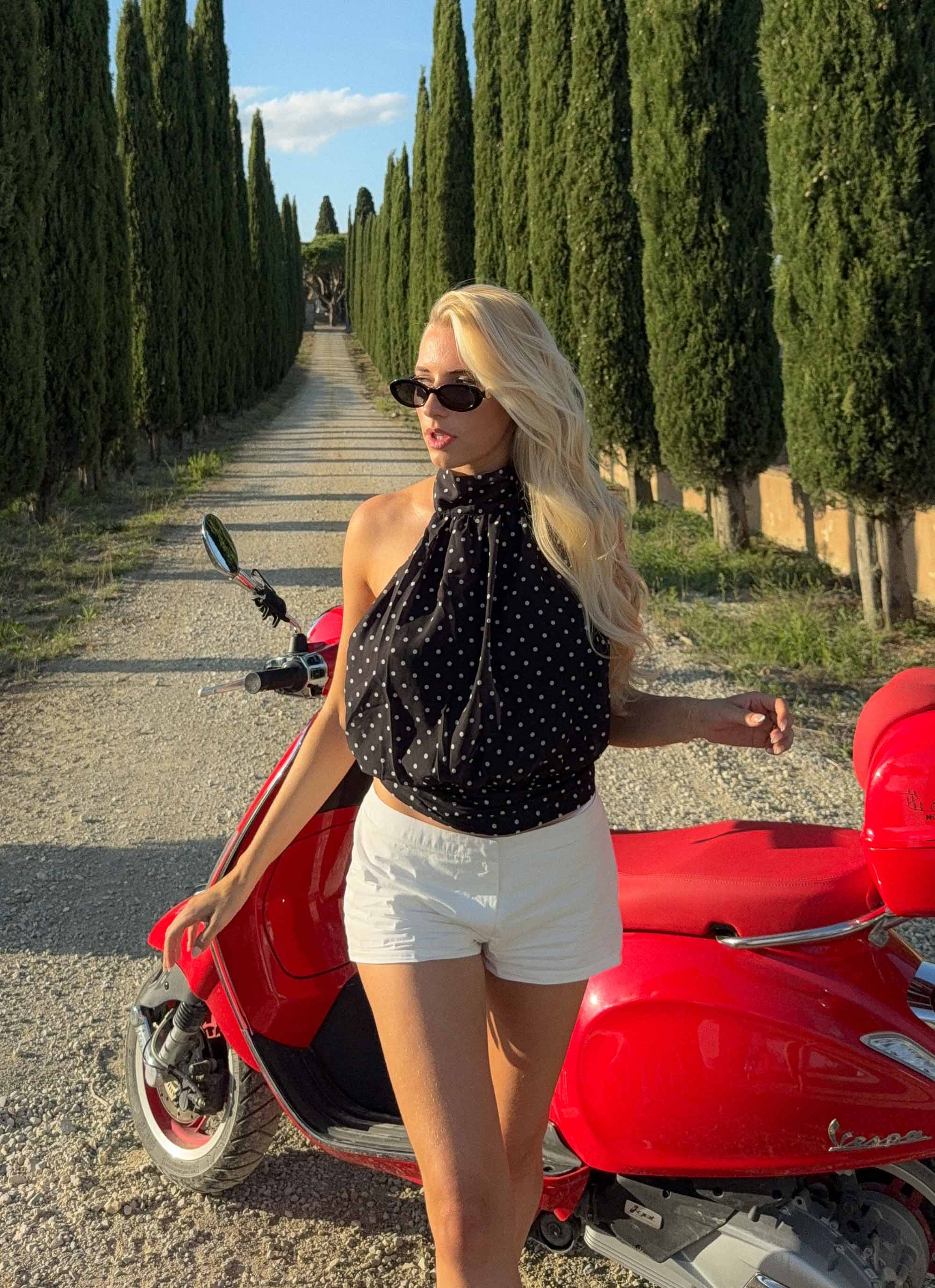 Willow Chiffon Top Black Polkadot
