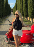 Willow Chiffon Top Black Polkadot