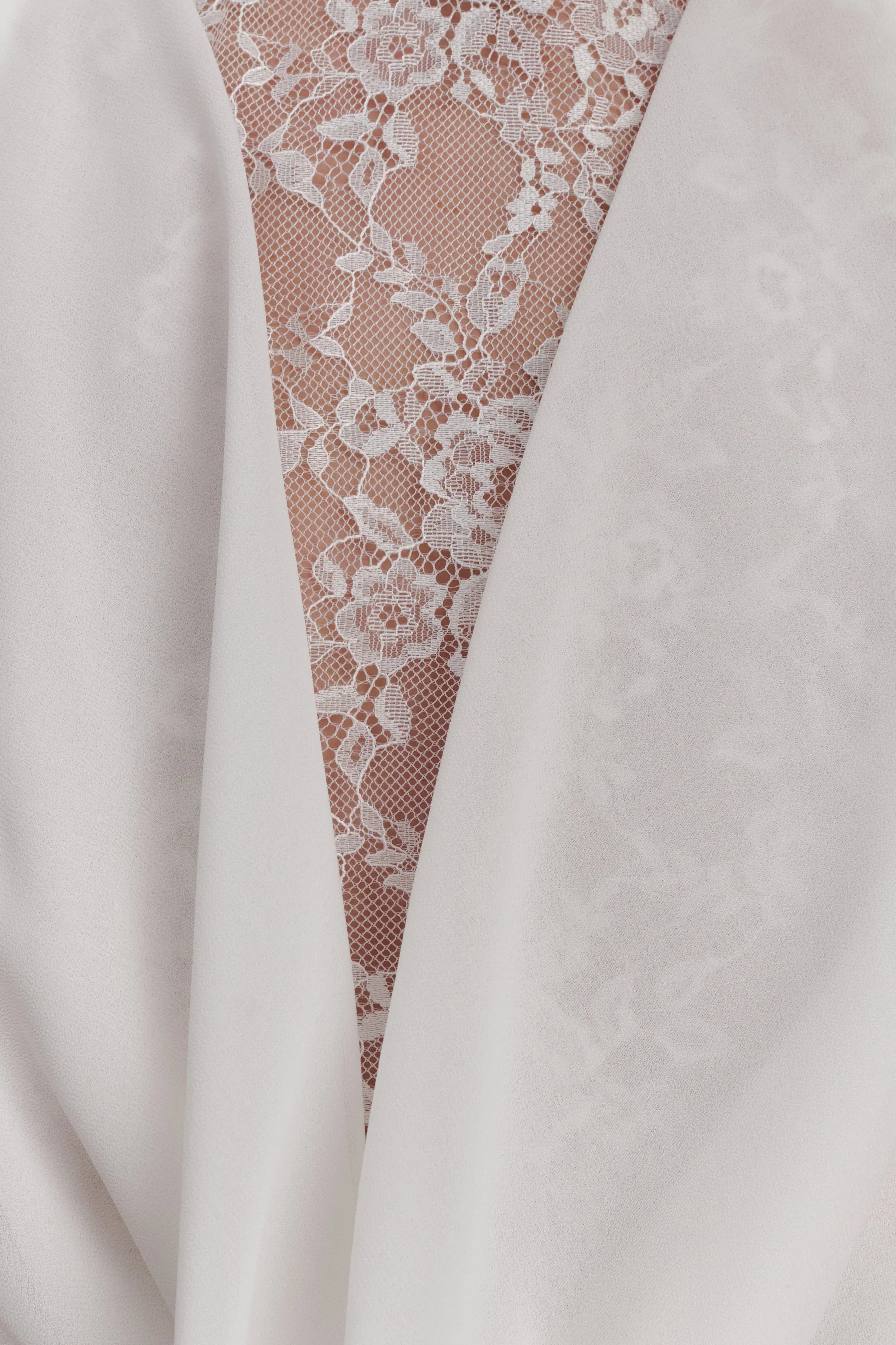 Arra Chiffon And Lace Halter Mini Dress White