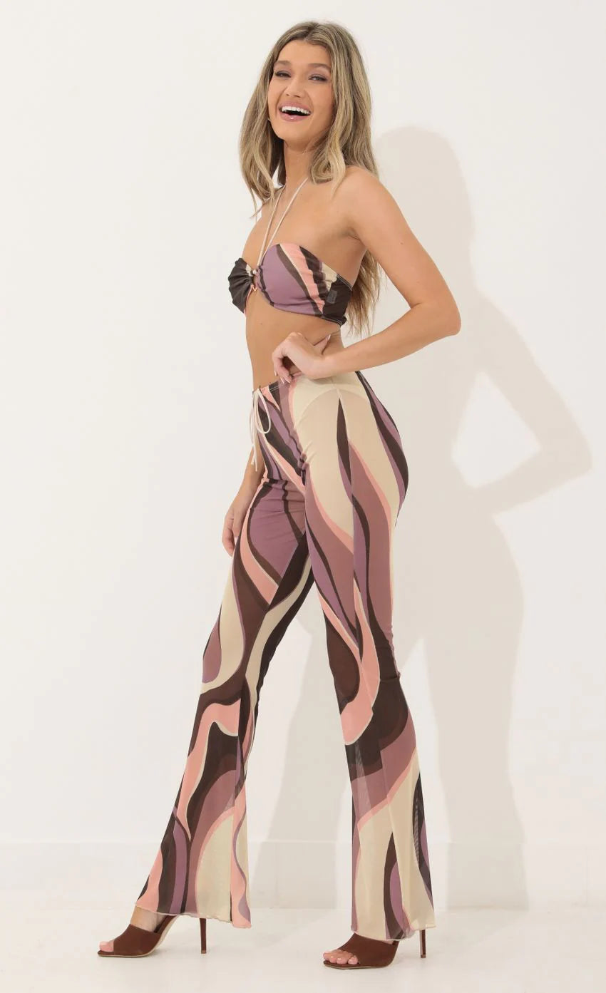 Three Piece Set in Brown Swirl
