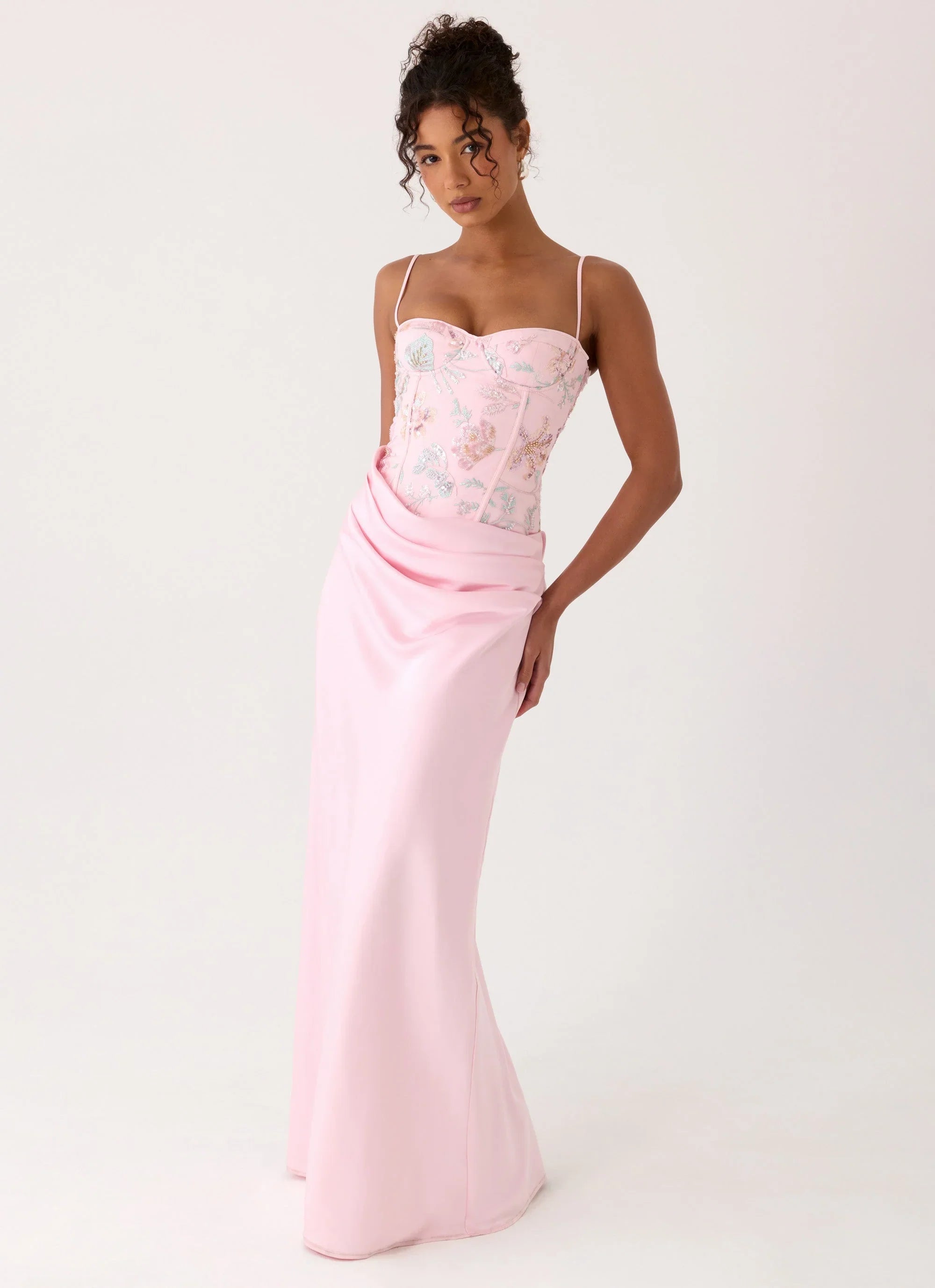 Euphoric Beaded Maxi Dress Pink Everbloom