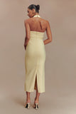 Amelita Suiting Halter Midi Dress Pale Lemon