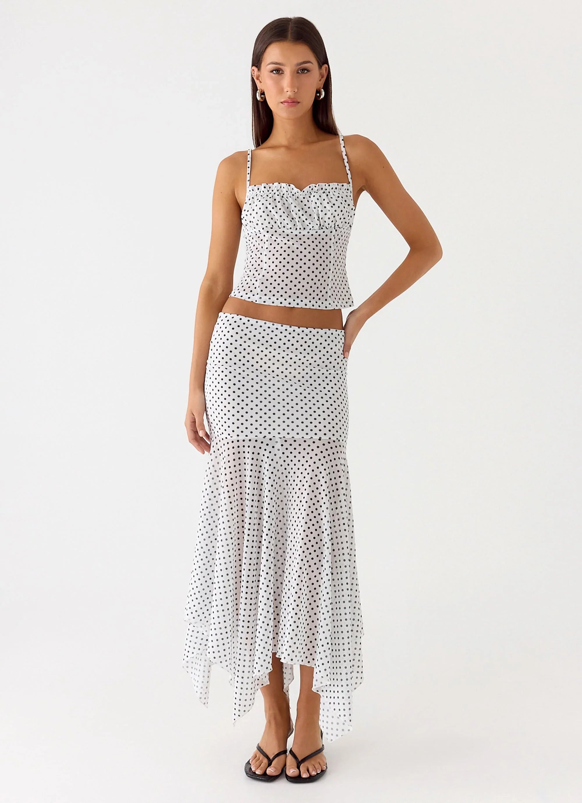 Buffy Maxi Skirt White Polkadot