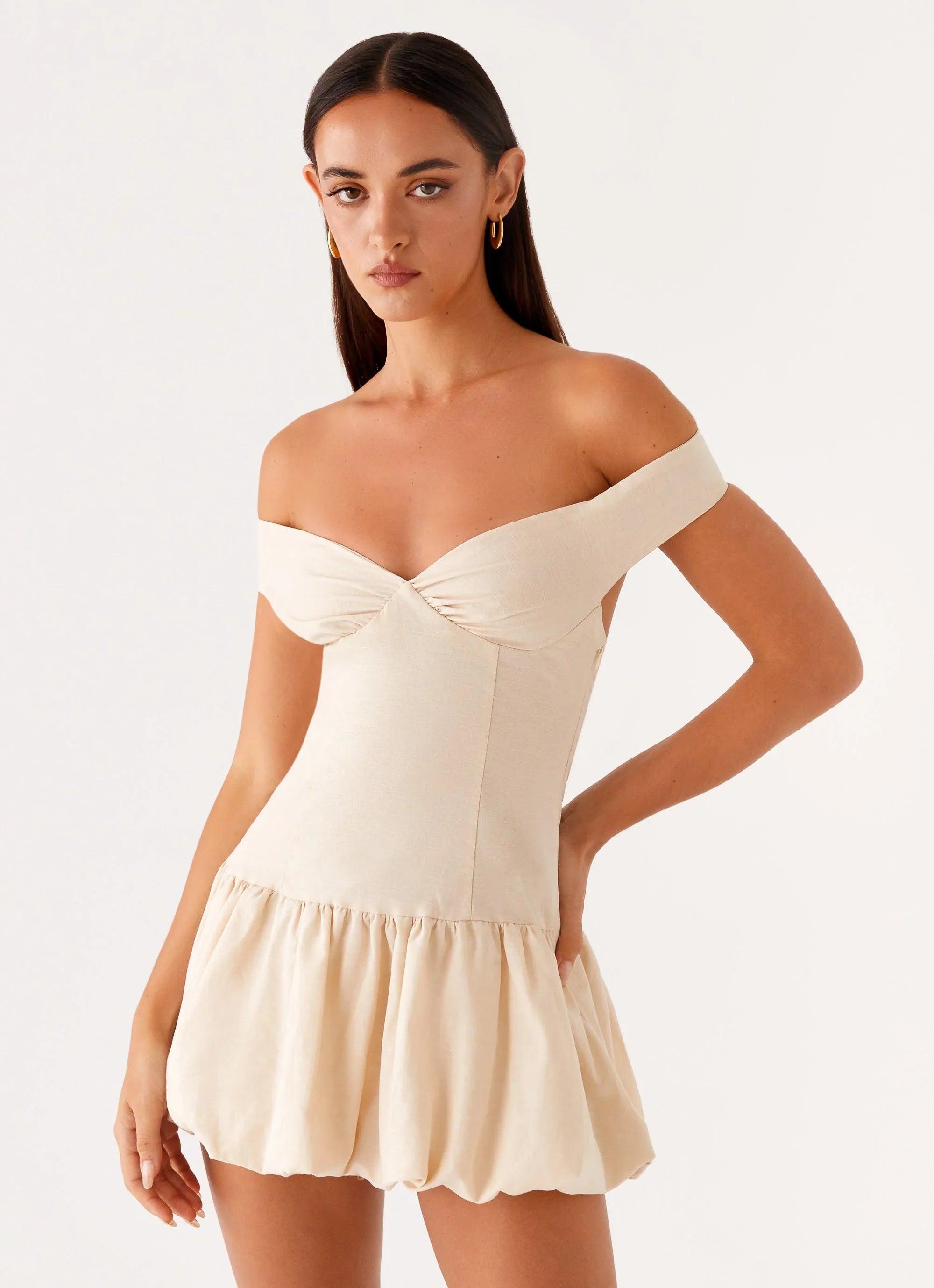 Endless Romance Off Shoulder Mini Dress Butter